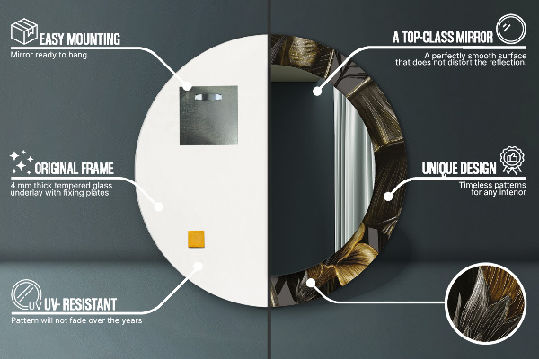 Ronde spiegel met decoratie Hibiscusbloemen