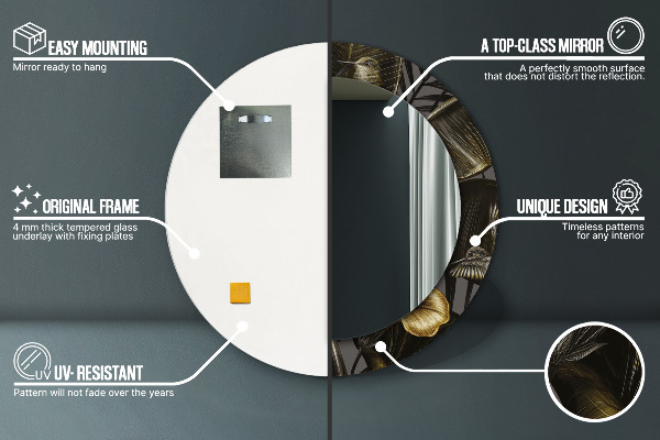 Ronde spiegel met decoratie Hibiscusbloemen