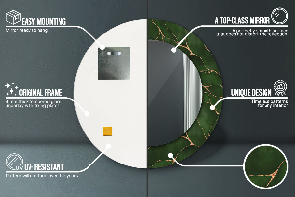 Ronde spiegel met decoratie Abstract blad