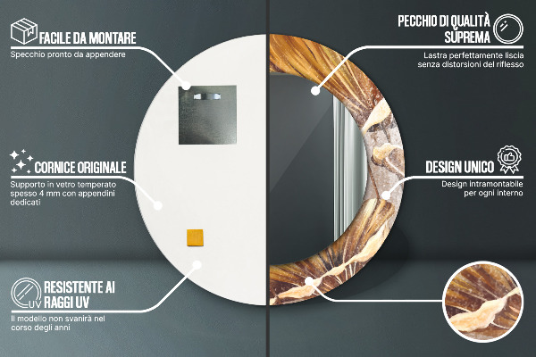 Bedrukte ronde spiegel gouden bladeren