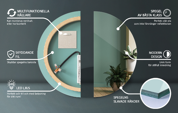 Ronde badkamerspiegel met LED-achtergrondverlichting fi 40 cm
