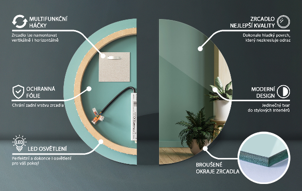 Ronde badkamerspiegel met LED-achtergrondverlichting fi 80 cm