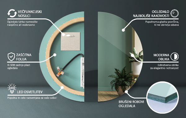 Ronde badkamerspiegel met LED-achtergrondverlichting fi 90 cm