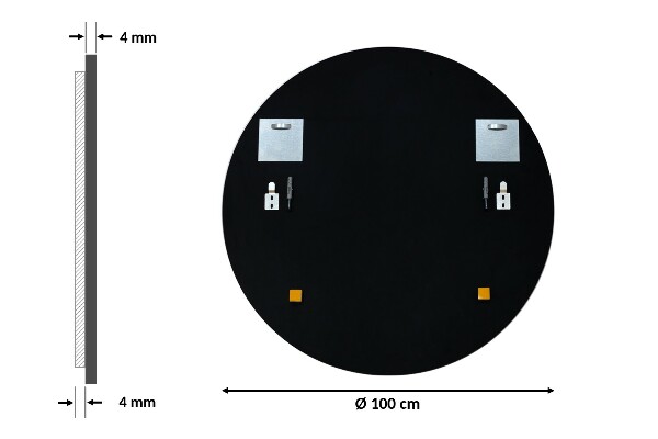 Ronde spiegel in zwarte lijst voor in de woonkamer fi 100 cm