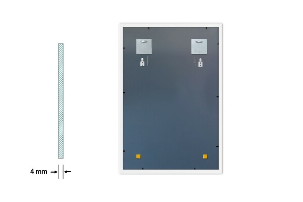 Rechthoekige badkamerspiegel, wit frame 100x70 cm