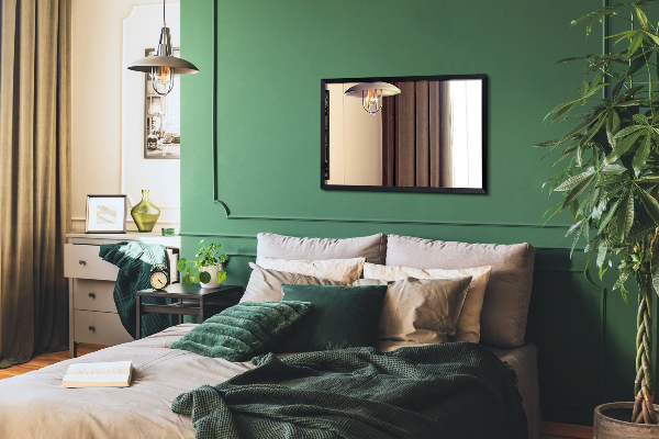 Rechthoekige spiegel voor de woonkamer, zwart frame 100x70 cm