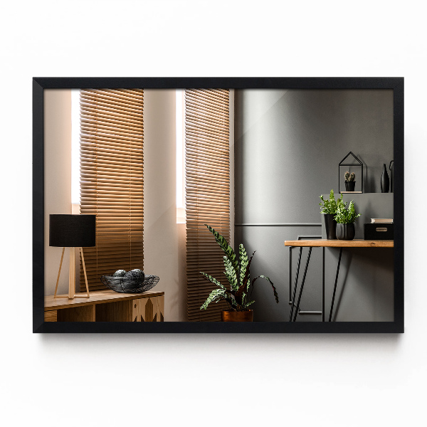 Rechthoekige spiegel voor de woonkamer in een zwart frame 60x40 cm