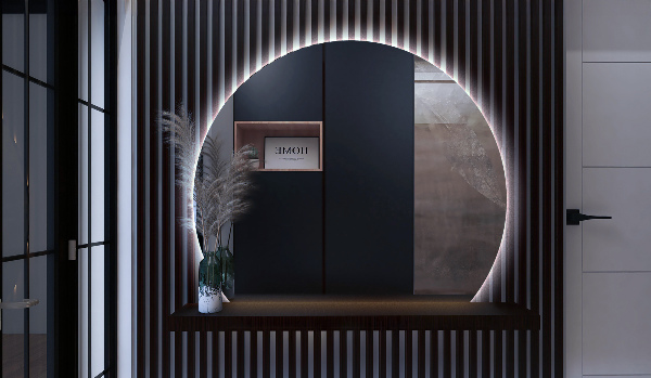 Ronde bijgesneden spiegel met led 74x90 cm