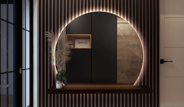 Ronde bijgesneden spiegel decoratief met led 84x100 cm