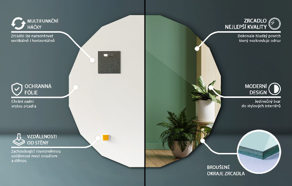 Veelhoekige spiegel moderne toevoeging 100x100 cm