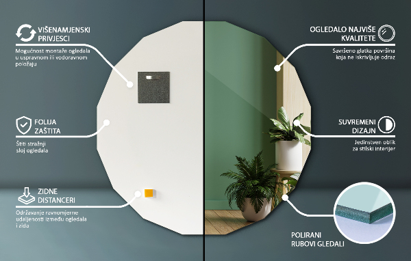 Veelhoekige spiegel moderne toevoeging 100x100 cm