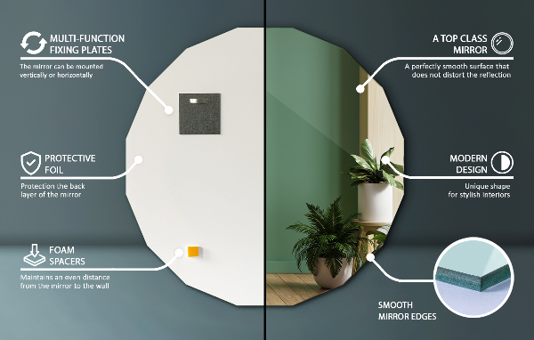 Veelhoekige spiegel moderne toevoeging 100x100 cm