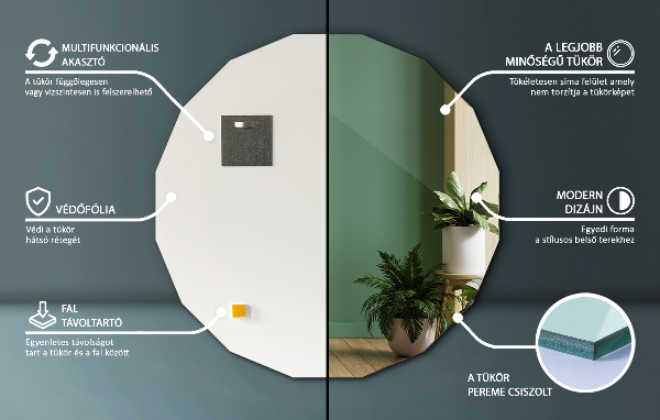 Veelhoekige spiegel uniek ontwerp 60x60 cm