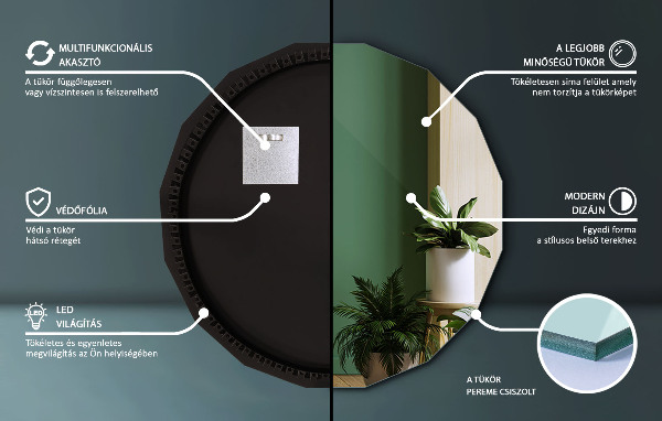 Veelhoekige spiegel LED 100x100 cm