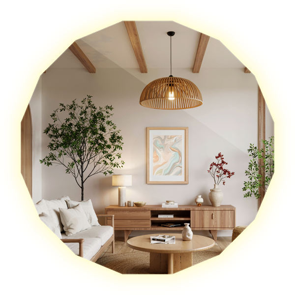 Veelhoekige spiegel LED 60x60 cm