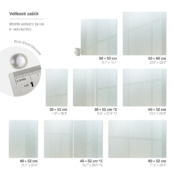 Glazen afdekplaat voor inductiekookplaat, set van 2 stuks 40 x 52 cm