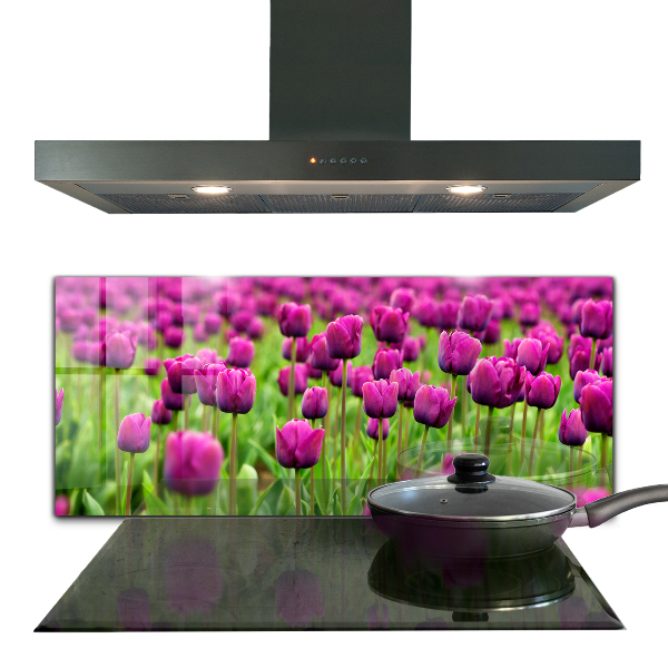 Spatplaat keuken Roze Tulpenveld Weide
