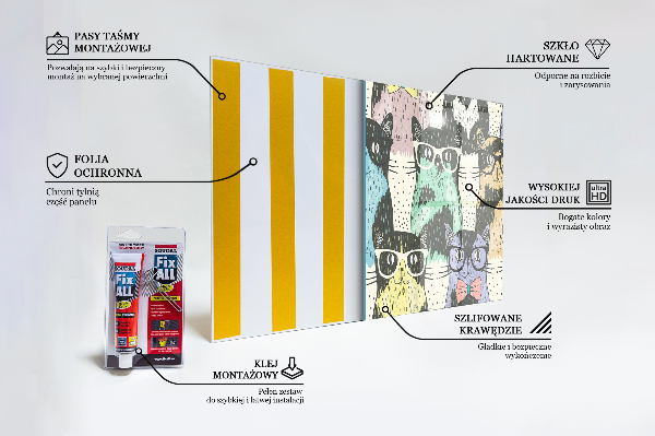 Spatscherm keuken glas Grappige illustratie van een hipsterkat