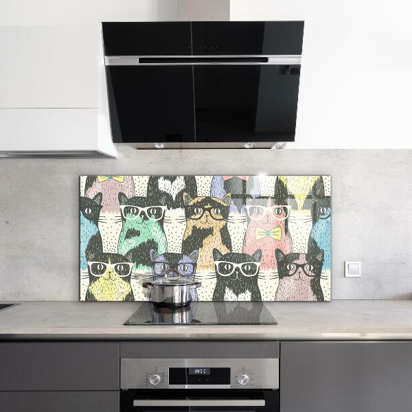 Spatscherm keuken glas Grappige illustratie van een hipsterkat