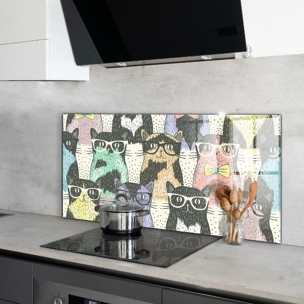 Spatscherm keuken glas Grappige illustratie van een hipsterkat
