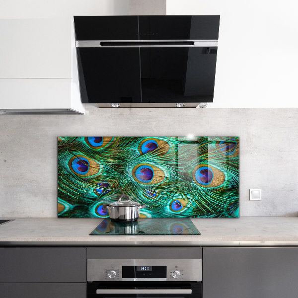 Achterwand keuken Pauwenveren, prachtige natuur