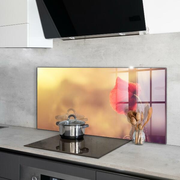 Keuken achterwand glas Vintage klaproosplant