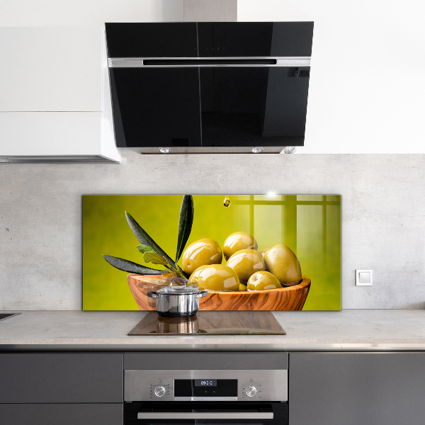 Keuken achterwand glas Verse groene olijven