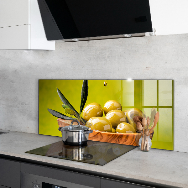 Keuken achterwand glas Verse groene olijven