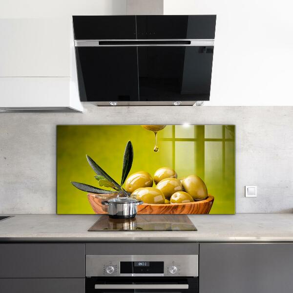 Keuken achterwand glas Verse groene olijven