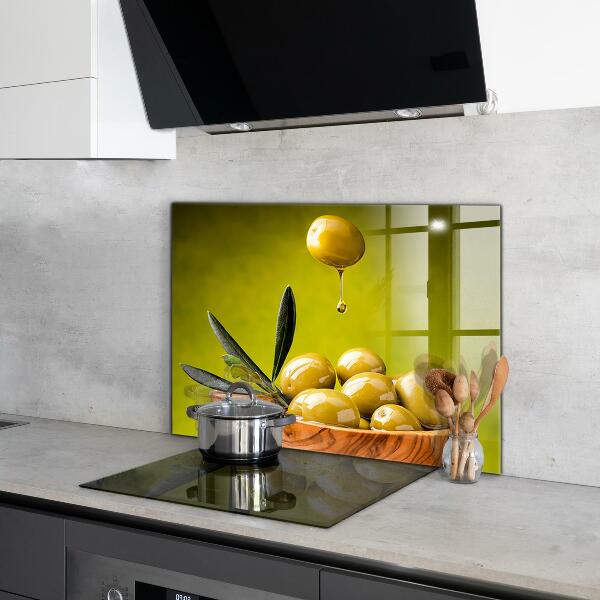 Keuken achterwand glas Verse groene olijven