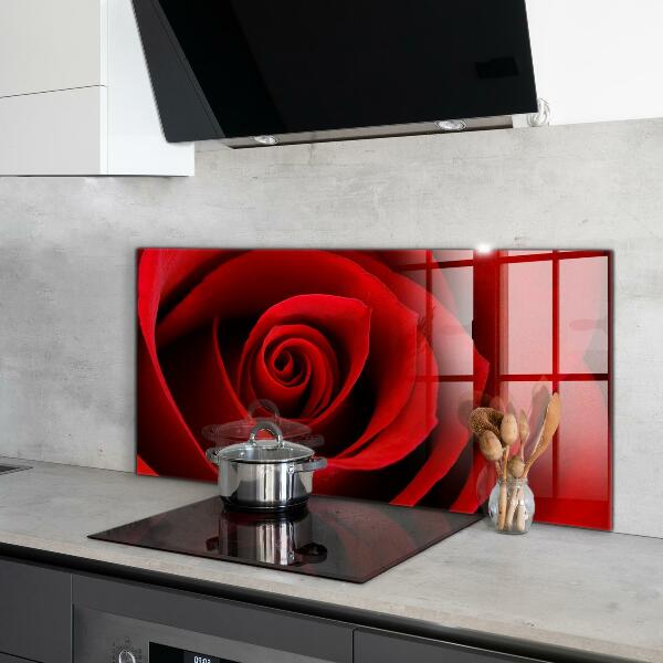 Keuken achterwand glas Rode Roos Liefde