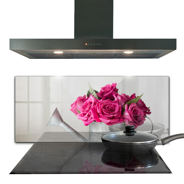 Achterwand keuken Gieter met een boeket rozen