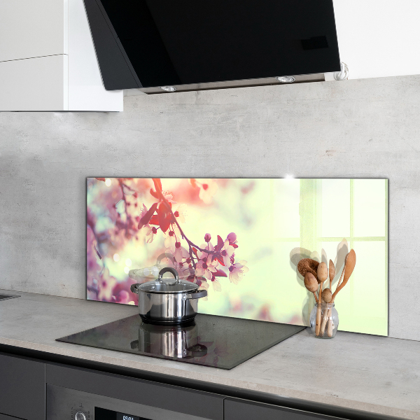 Spatscherm keuken glas Bloeiende roze boom