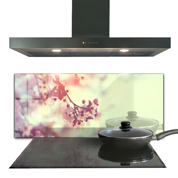 Spatscherm keuken glas Bloeiende roze boom