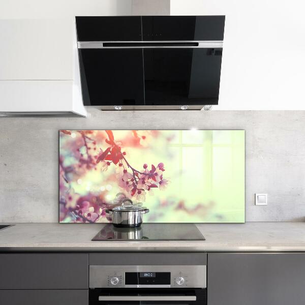 Spatscherm keuken glas Bloeiende roze boom