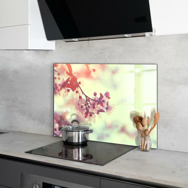 Spatscherm keuken glas Bloeiende roze boom