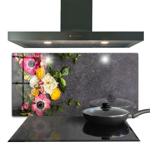 Spatscherm keuken glas Natuurlijke bloemencompositie