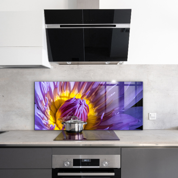 Spatscherm keuken glas Details van de paarse bloem