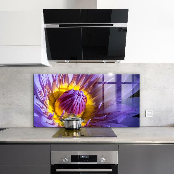 Spatscherm keuken glas Details van de paarse bloem