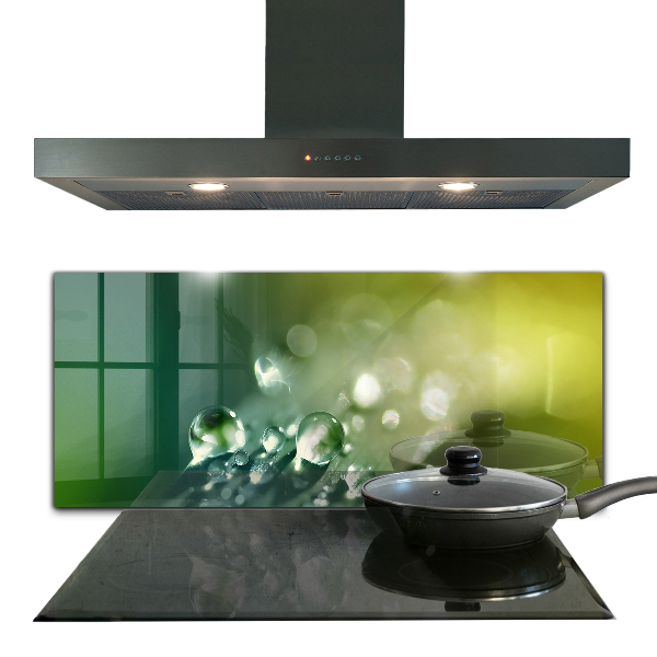 Achterwand keuken Dauw op groene bladeren