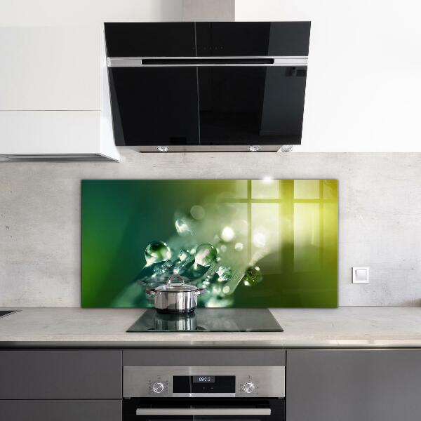 Achterwand keuken Dauw op groene bladeren