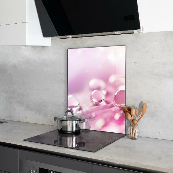 Keuken achterwand glas Dauwdruppels op een roze bloem