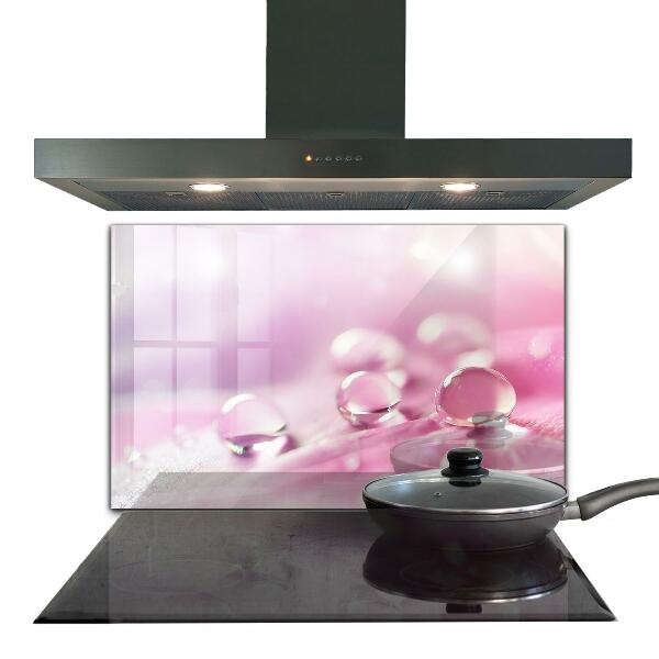 Keuken achterwand glas Dauwdruppels op een roze bloem