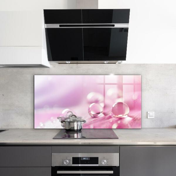 Keuken achterwand glas Dauwdruppels op een roze bloem