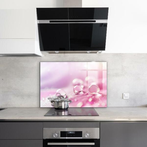 Keuken achterwand glas Dauwdruppels op een roze bloem