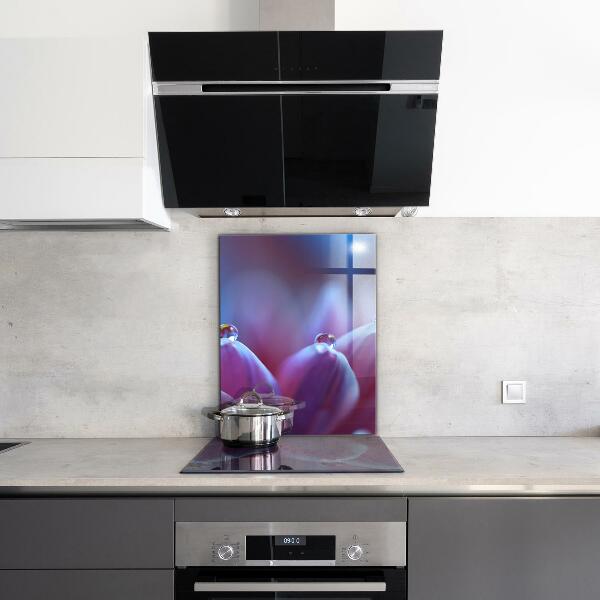 Foto achterwand keuken Dauwdruppels Paarse Bloem