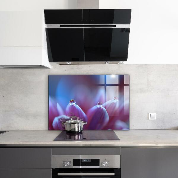 Foto achterwand keuken Dauwdruppels Paarse Bloem
