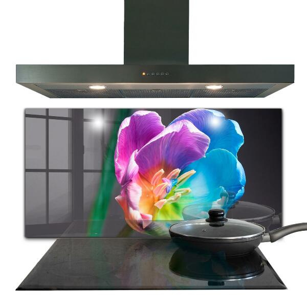 Keuken achterwand glas Kleurrijke regenboogbloem