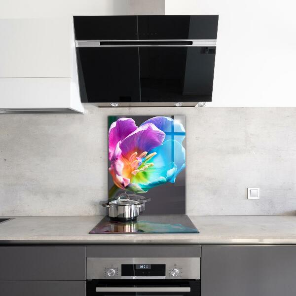 Keuken achterwand glas Kleurrijke regenboogbloem