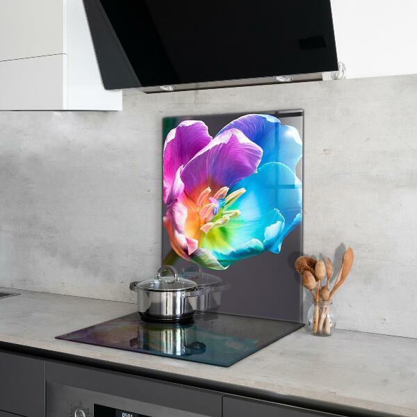 Keuken achterwand glas Kleurrijke regenboogbloem